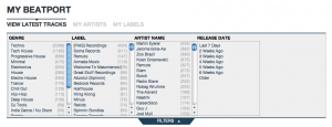 My Beatport filters