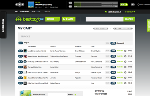 Beatport cart