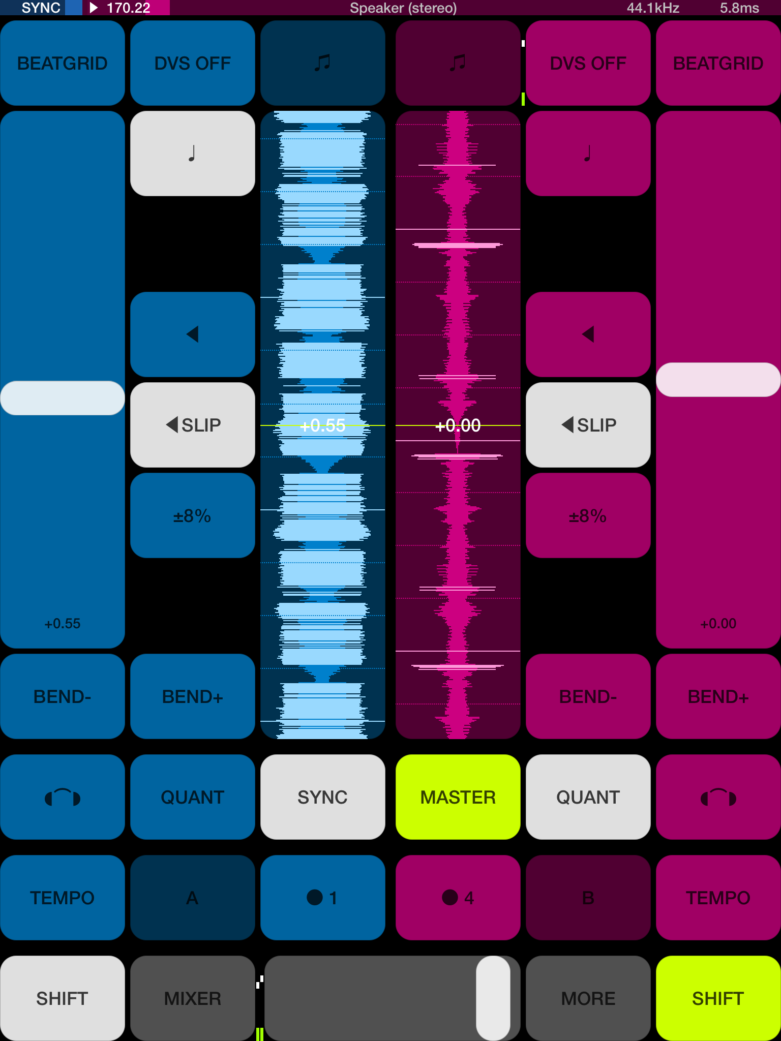 Tempo page with Shift pressed