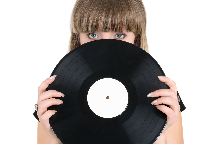 Girl with vinyl disc