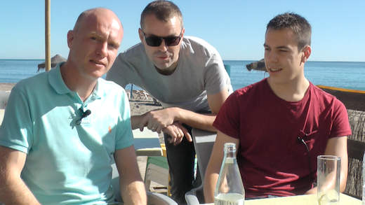 Scratching For Controller DJs tutor Steve Canueto, Digital DJ Tips's Phil Morse and star student Simmo J, hanging out beachside.