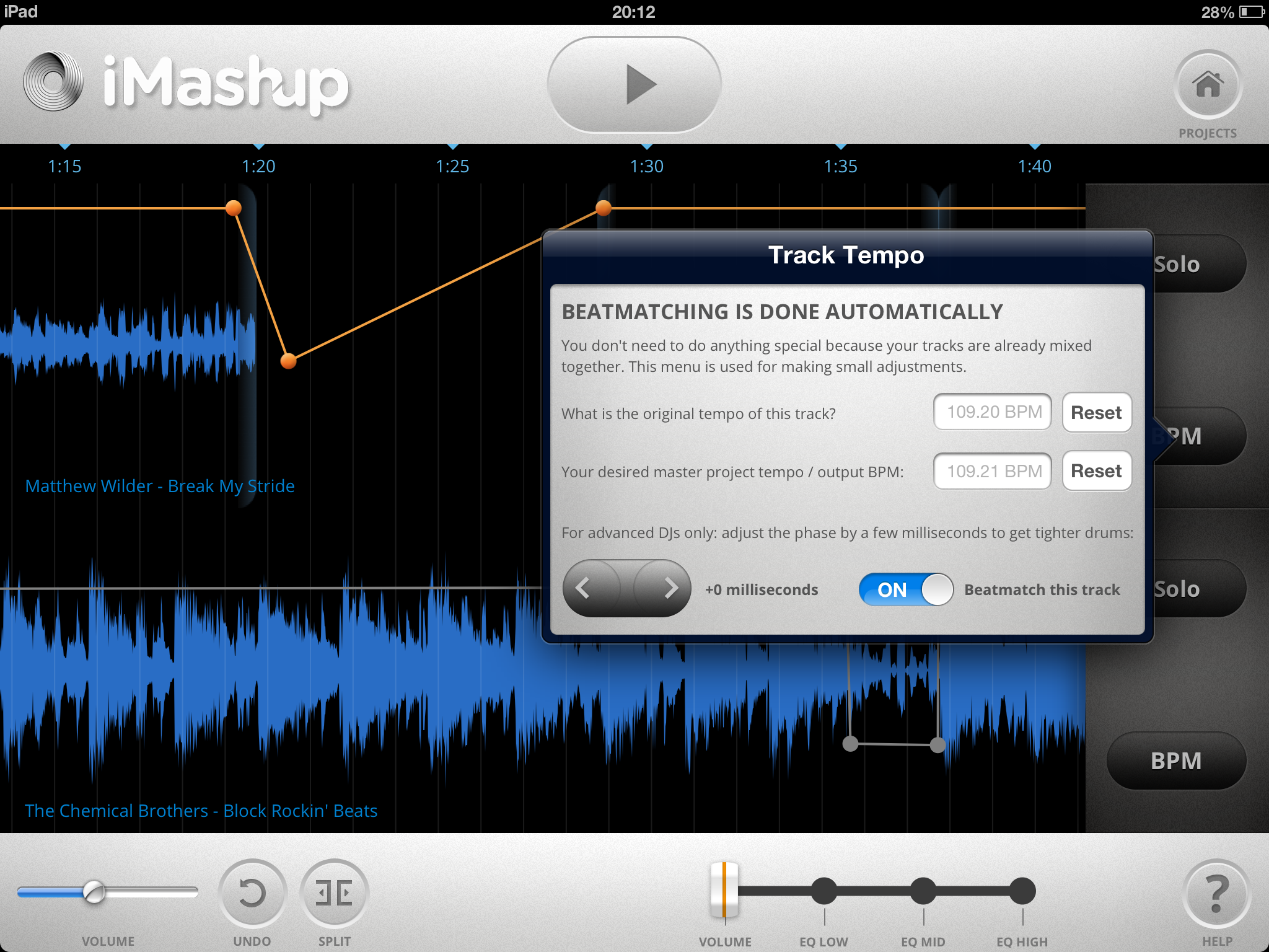 Mixed In Key's Mashup is one of many interesting pieces of software for manipulating music on iPad... but I don't know any that allows 'elastic beatgridding or 'warping'. Do you?