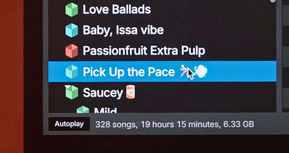 Serato DJ Pro 4.0 beta software interface displaying various playlists, with "Pick Up the Pace" highlighted in blue. Beneath that you can see various crate info, including duration, size, and track count.