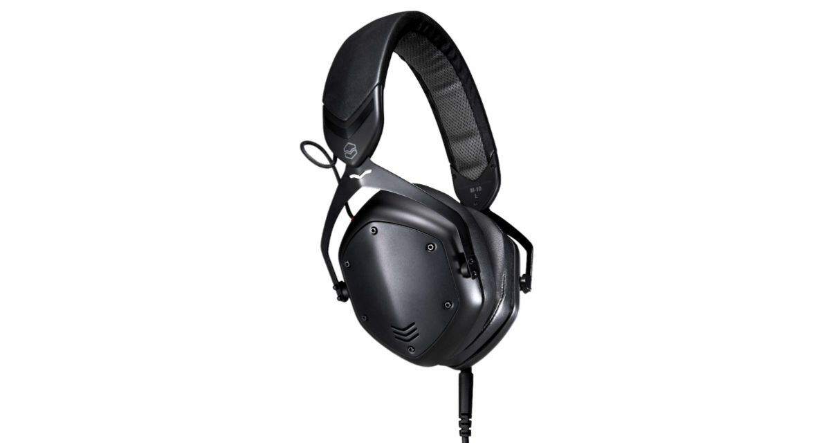 Black V-Moda M-10 DJ headphones against a transparent background.