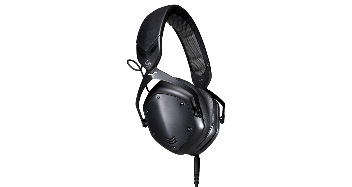 Black V-Moda M-10 DJ headphones against a transparent background.