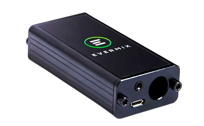 A black EvermixBox5 recording device against a transparent background.