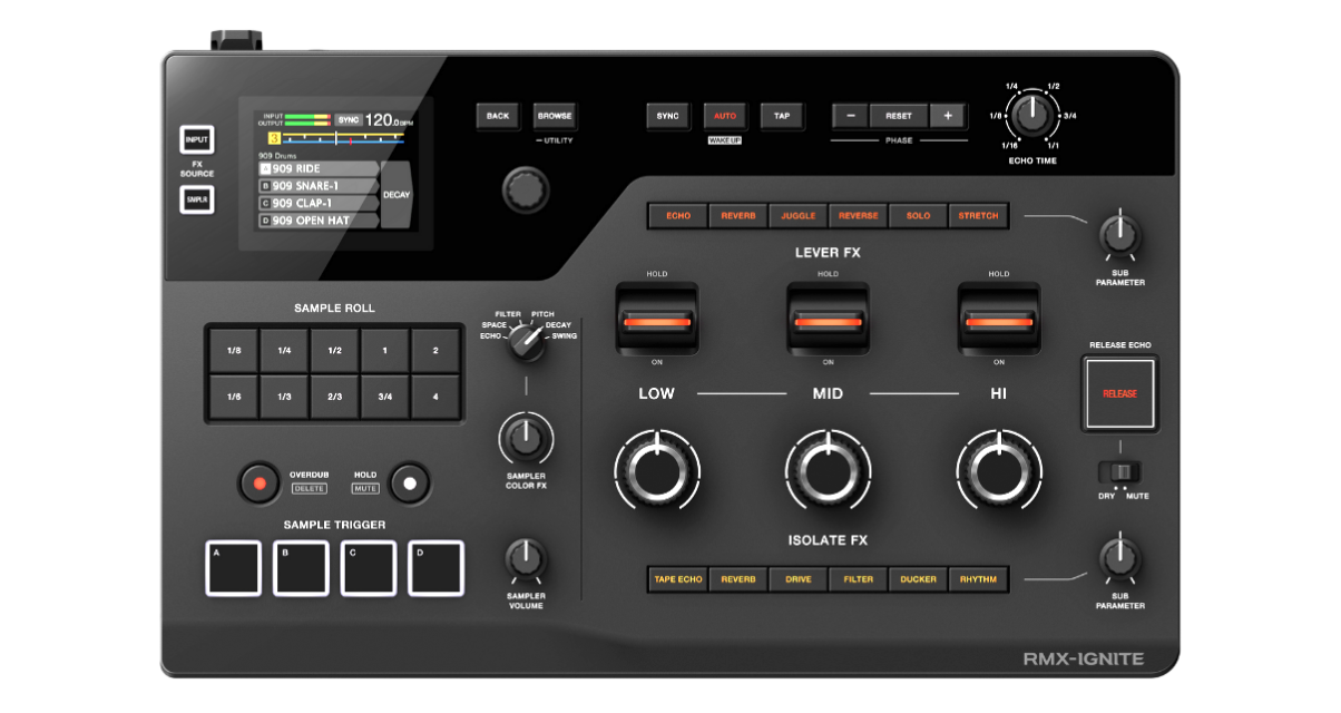 An AlphaTheta RMX-Ignite effects unit on a transparent background.