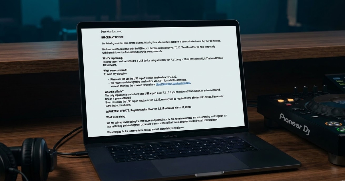 AlphaTheta Pulls Rekordbox 7.2.12 Over USB Export Bug