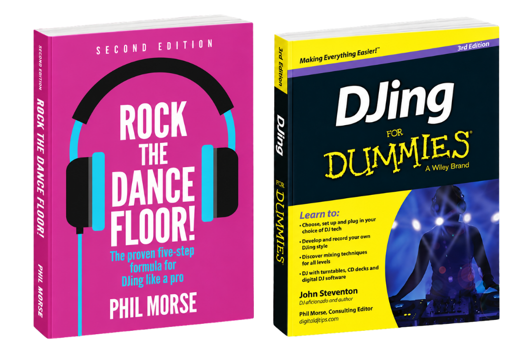 Rock The Dancefloor (2nd Edition) and DJing For Dummies (3rd Edition) book covers