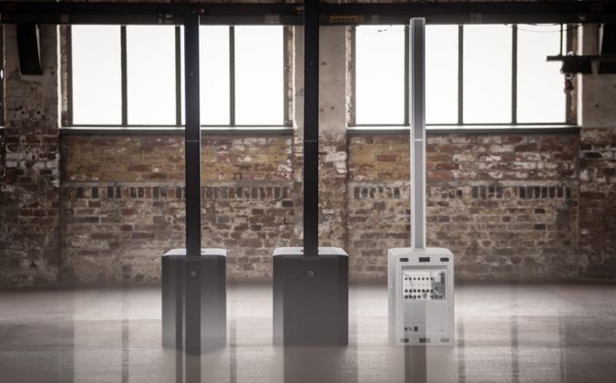 The LD Systems Maui 44 G3, Maui 66 G3 and Maui 44 G3 Mix column PA systems in a warehouse.